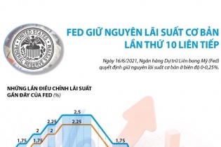 [Infographic] Fed giữ nguyên lãi suất cơ bản lần thứ 10 liên tiếp