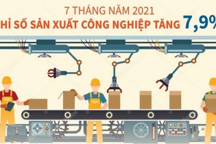 [Infographic] 7 tháng năm 2021, chỉ số sản xuất công nghiệp tăng 7,9%