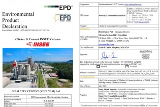 Xi măng INSEE là doanh nghiệp xi măng đầu tiên tại Đông Nam Á nhận chỉ chứng EPD quốc tế