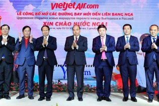 Chủ tịch nước Nguyễn Xuân Phúc dự lễ công bố đường bay thẳng Việt Nam – Mát-xcơ-va