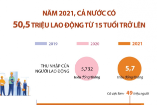 [Infographic] Năm 2021, cả nước có 50,5 triệu lao động từ 15 tuổi trở lên