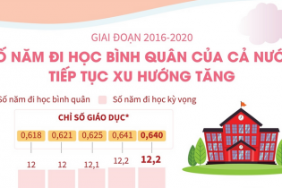 [Infographic] Số năm đi học bình quân của cả nước tiếp tục xu hướng tăng