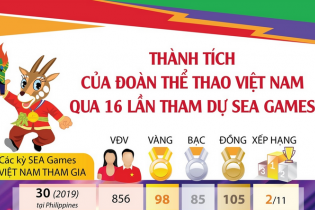 [Infographic] Thành tích của Đoàn Thể thao Việt Nam qua 16 lần tham dự SEA Games