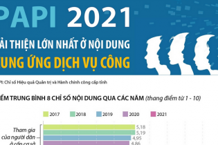 [Infographic] PAPI 2021: Cải thiện lớn nhất ở nội dung Cung ứng dịch vụ công