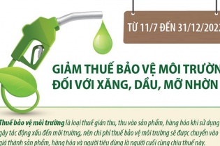 [Infographic] Từ 11/7 đến 31/12/2022: Giảm thuế bảo vệ môi trường đối với xăng, dầu, mỡ nhờn
