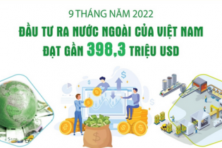 Đầu tư của Việt Nam ra nước ngoài đạt gần 398,3 triệu USD sau 9 tháng năm 2022