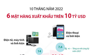 Điểm tên 6 mặt hàng xuất khẩu trên 10 tỷ USD sau 10 tháng năm 2022
