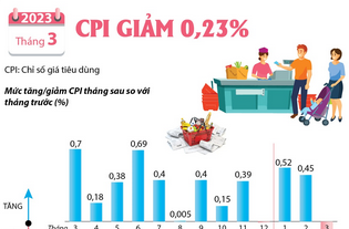 CPI tháng 3/2023 giảm 0,23%