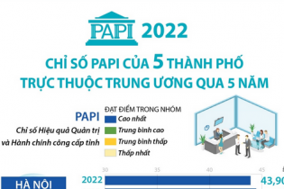 Chỉ số PAPI của 5 thành phố trực thuộc Trung ương qua 5 năm