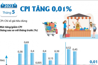 CPI tháng 5/2023 tăng 0,01%