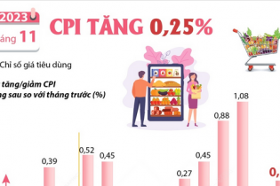 CPI tháng 11/2023 tăng 0,25%