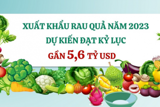 Xuất khẩu rau quả năm 2023 dự kiến đạt kỷ lục gần 5,6 tỷ USD