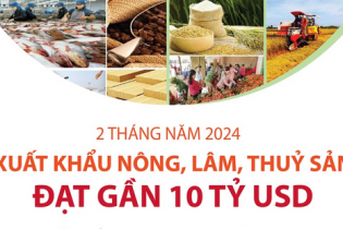 Xuất khẩu nông, lâm, thuỷ sản đạt gần 10 tỷ USD sau 2 tháng năm 2024