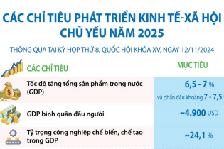 Các chỉ tiêu phát triển kinh tế - xã hội chủ yếu năm 2025