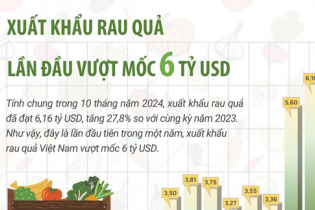 Xuất khẩu rau quả lần đầu vượt mốc 6 tỷ USD