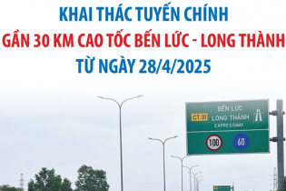 Khai thác tuyến chính gần 30 km cao tốc Bến Lức - Long Thành từ ngày 28/4/2025
