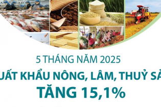 Xuất khẩu nông, lâm, thủy sản tăng 15,1% sau 5 tháng năm 2025