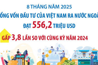 Đầu tư của Việt Nam ra nước ngoài đạt 556,2 triệu USD sau 8 tháng năm 2025