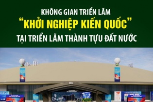 Không gian triển lãm "Khởi nghiệp kiến quốc" tại Triển lãm thành tựu đất nước