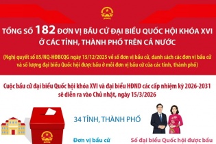 Cả nước có 182 đơn vị bầu cử đại biểu Quốc hội khóa XVI