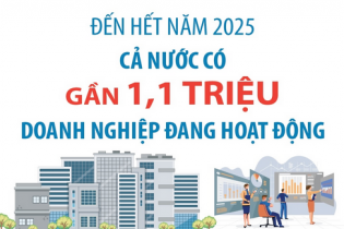 Cả nước có gần 1,1 triệu doanh nghiệp đang hoạt động