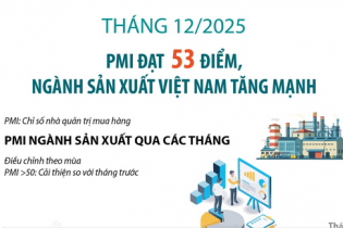 PMI đạt 53 điểm, ngành sản xuất Việt Nam tăng mạnh