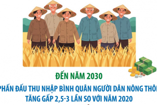 Đến năm 2030, phấn đấu thu nhập bình quân người dân nông thôn tăng gấp 2,5 - 3 lần so với năm 2020