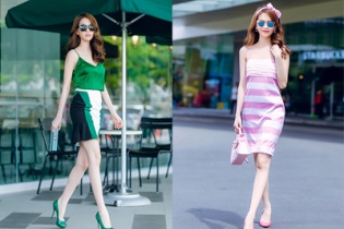 Ngọc Trinh tươi tắn với thời trang sắc màu