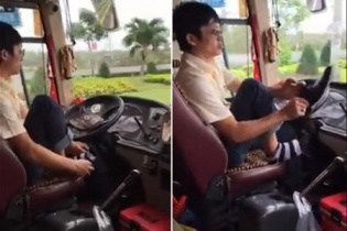 Hoàng Long đình chỉ tài xế “vừa lái xe vừa đi tất, đi giày”