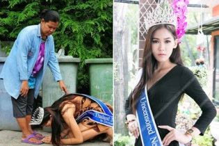 Hoa hậu Thái Lan quỳ gối biết ơn người mẹ làm nghề ve chai