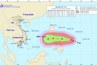 Cơn bão rất mạnh có tên Melor hoạt động gần Biển Đông