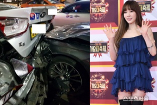 Thành viên SNSD bị nghi ngờ ôm chó khi đang lái xe, gây tai nạn liên hoàn