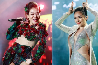 Trời lạnh 16 độ C nhưng Thu Minh, Tóc Tiên mặc sexy biểu diễn bốc lửa