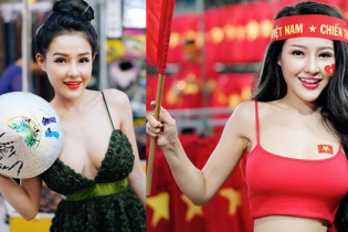 Hành động ăn mừng "gây bão" của Ngân 98 và loạt hoa hậu với tuyển thủ Việt Nam