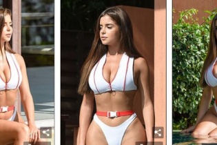 Demi Rose khoe đường cong bên bể bơi