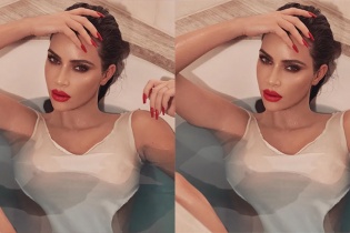 Kim Kardashian gợi cảm với son đỏ
