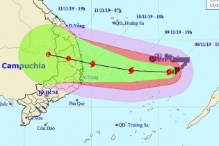 Bão Nakri giật cấp 15 đang hướng vào Nam Trung Bộ