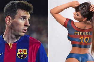 Cô người mẫu Suzy Cortez sơn mình nóng bỏng chúc mừng Messi giành Quả bóng vàng