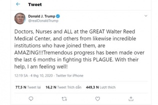Tổng thống Mỹ Donald Trump khẳng định sức khỏe ổn định