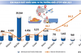 Xuất khẩu của Việt Nam sang các thị trường CPTPP tăng trưởng dương