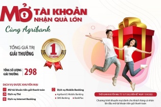 Cùng Agribank mở tài khoản nhận quà lớn