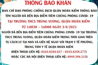 Hà Nội tìm người đến điểm tiêm chủng ở Hoàn Kiếm