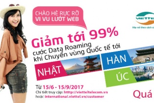 Viettel giảm giá 99% cước data roaming Nhật - Hàn - Úc 
