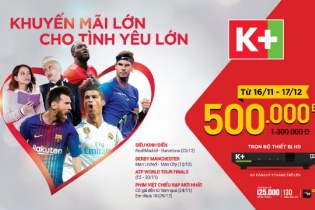 Lắp truyền hình K+ chỉ với 500.000 đồng/bộ