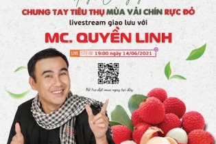 MC Quyền Linh livestream bán vải thiều Bắc Giang