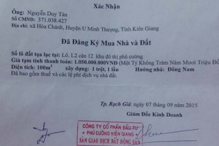 Kiên Giang: Bắt quả tang cán bộ giả giấy tờ mua bán nhà đất
