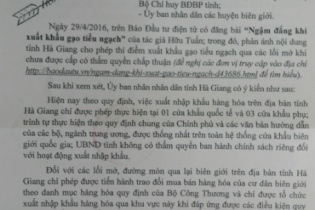 Hà Giang yêu cầu rà soát, báo cáo việc xuất khẩu gạo tiểu ngạch