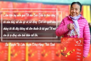 Báo Đầu tư đồng hành Quỹ Thiện tâm trao 100 suất quà Tết tại Thái Bình