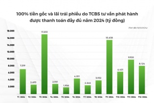 Hơn 83.100 tỷ đồng gốc và lãi trái phiếu do TCBS tư vấn phát hành được thanh toán gốc lãi đúng hạn