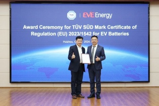 EVE Energy được trao chứng nhận TÜV SÜD Mark đầu tiên trong ngành pin xe điện theo quy định của EU